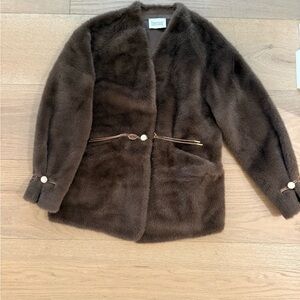 Benaar Brown Teddy Faux-Fur Jacket for Women